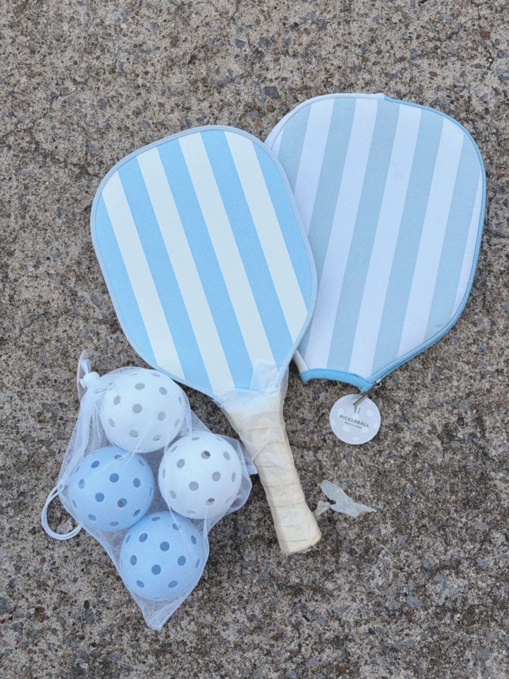 Pickleball Paddle Set by  - Light Blue Stripe
